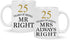 25th Wedding Coffee Mugs Set